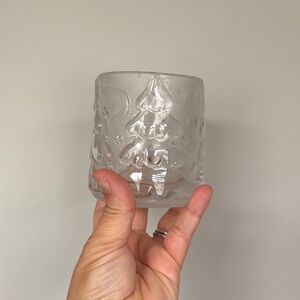 vintage Clear Embossed Glass Candle Holder